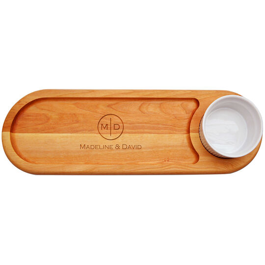 Circle Initials Dip & Serve 21-inch Wood Board